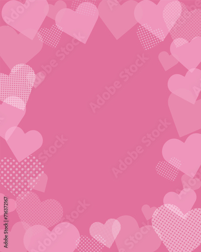 バレンタインに使えるドットのピンクのハートのベクターフレーム画像