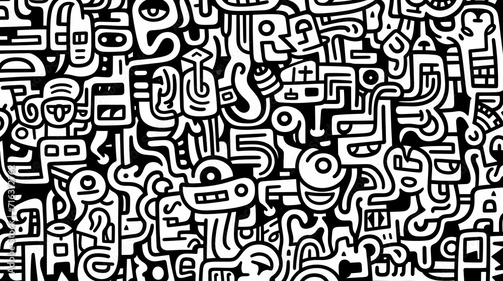 Funny doodle seamless pattern, artistic background Funny doodle seamless pattern, artistic background