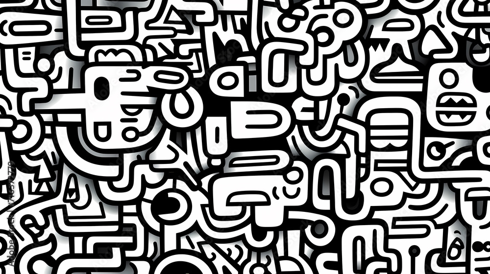 Funny doodle seamless pattern, artistic background Funny doodle seamless pattern, artistic background