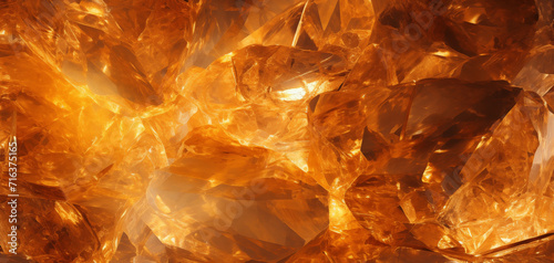 Goldfeldite crystals in glowing orange, wide format background photo