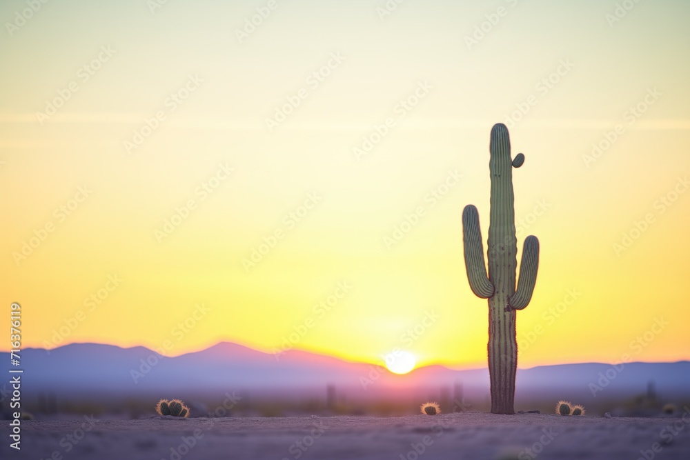 lone cactus silhouetted against a desert sunset