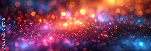 Colorful glittering bokeh lights background, abstract festive, celebration or holiday concept with a bright, vibrant gradient © fotogurmespb