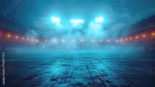 Illuminated Football Stadium Awaits Fans for an Evening Match Under Bright Lights © photolas