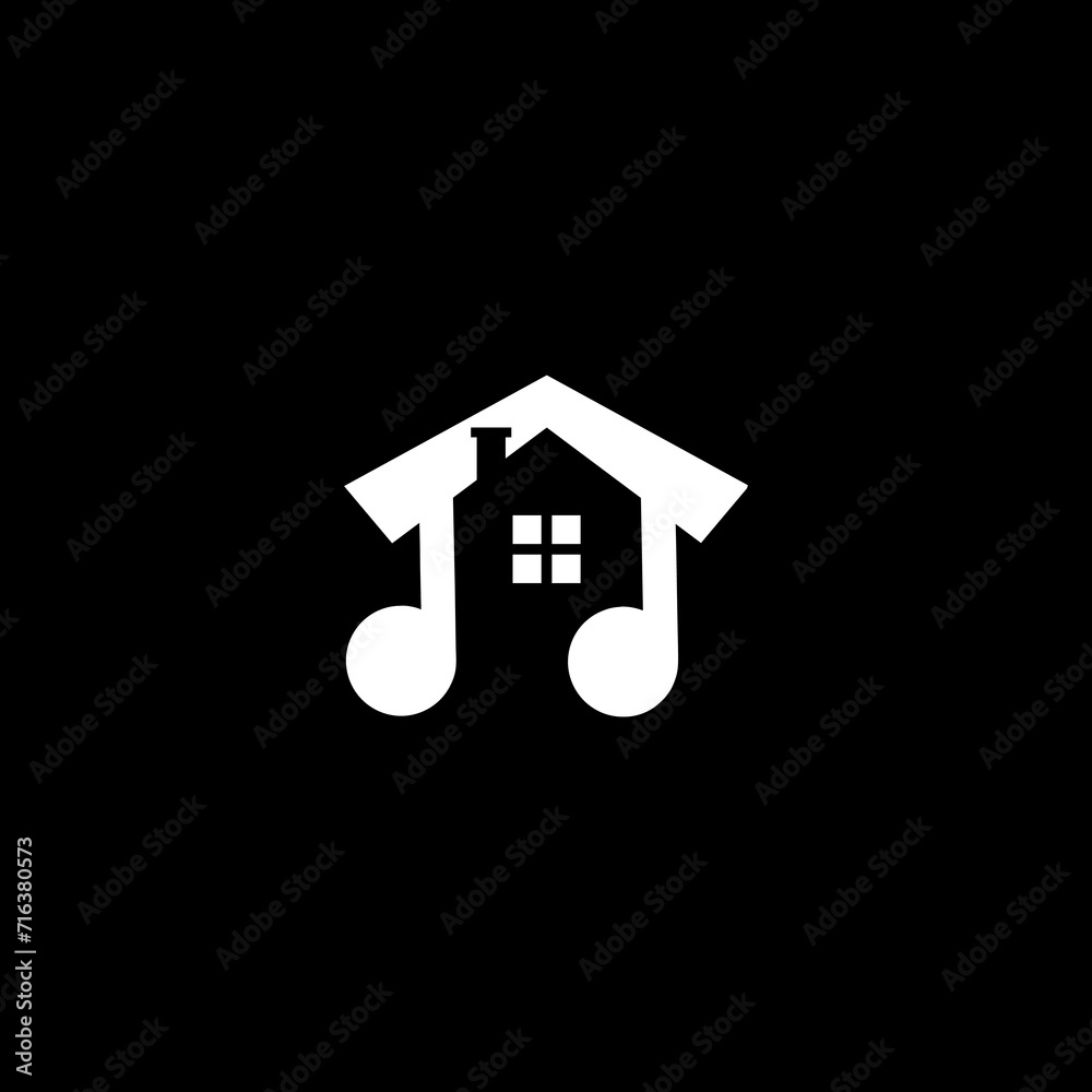Music house logo. music note with roofing logo. music school logo Music house logo. music note with roofing logo. music school logo