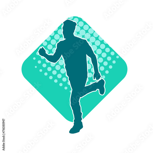 Silhouette of a sporty man in running pose. Silhouette of a male run pose.