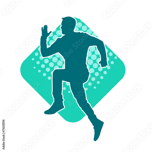 Silhouette of a slim man dancing pose. Silhouette of a male dancer in action pose.