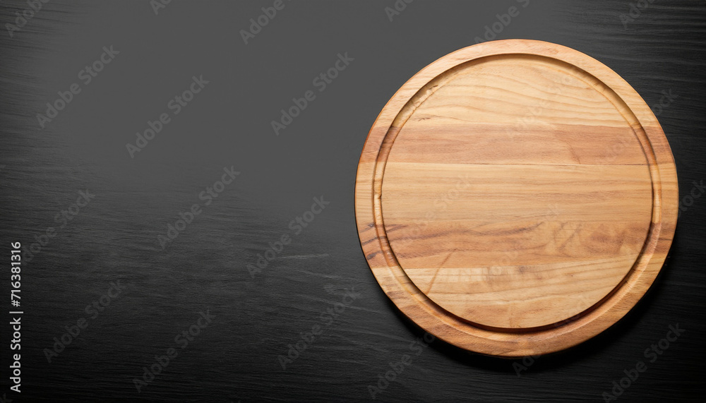 Black background with wooden pizza board Black background with wooden pizza board