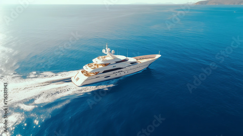 White luxury yacht sailing on the sea, summer luxury travel concept.