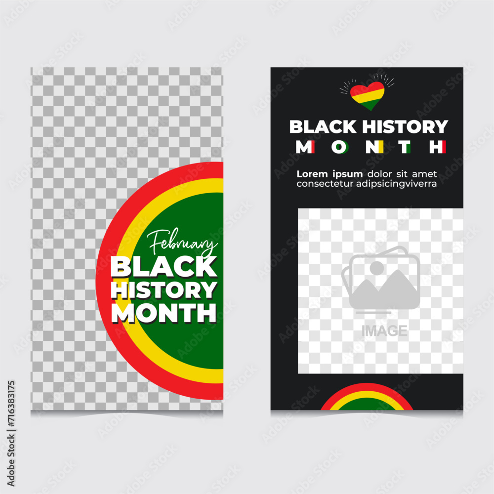 Set of social media post template for Black History month. Black history month African American history celebration, African American History. Celebrated annual.