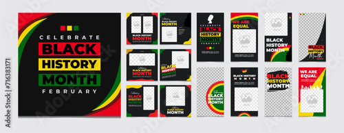 Set of social media post template for Black History month. Black history month African American history celebration, African American History. Celebrated annual.