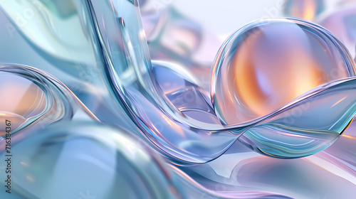 3D Render of Abstract Background with Glass Shapes