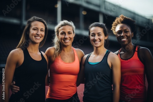 Diverse Female Athletes Smiling Together Outdoors