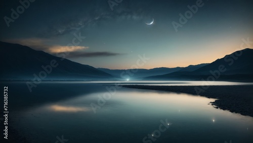 Serene Nighttime Landscape - Moonlit Tranquility