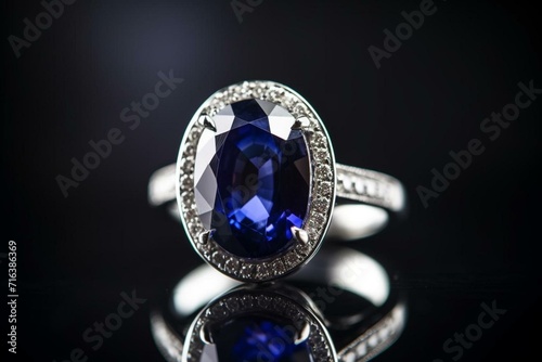 Blue sapphire ring. Generative AI