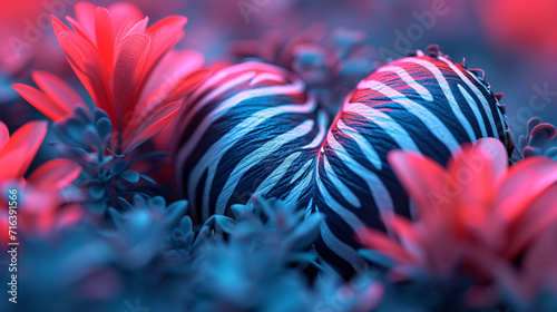 A modern  graphic zebra heart with a twist of soft  romantic color gradients 