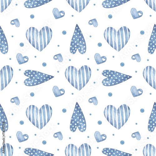 Beautiful seamless pattern with hearts for Valentine's Day. It can be used as a background template for wallpaper, printing on fabrics, wrapping paper.
