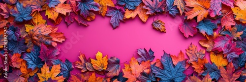 Autumn Frame Colorful Marple Leaves, Banner Image For Website, Background, Desktop Wallpaper