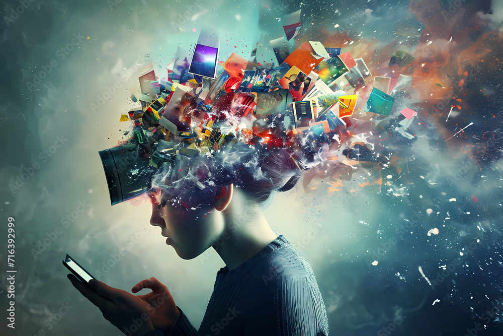 Picture of Coping with Information Overload and Social Media Addiction Stock ...