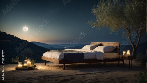 Serene Night Scenery: Moonlit Tranquility