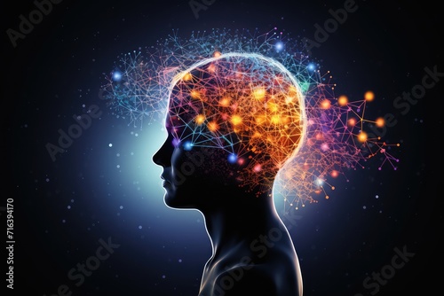 Vivid Mindfulness Memory, Cognitive Mind Psychology Neon Colored Neural Architecture. Kaleidoscope of Neuroimaging, secrets of Developmental Neurobiology. Neuronal Circuitry Vibrant hues of Engagement