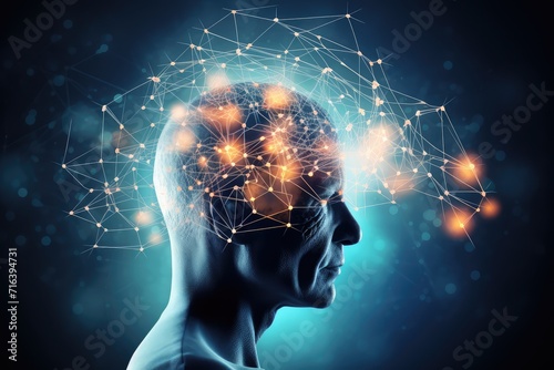 Vivid Mindfulness Memory, Cognitive Mind Psychology Neon Colored Neural Architecture. Kaleidoscope of Neuroimaging, secrets of Developmental Neurobiology. Neuronal Circuitry Vibrant hues of Engagement photo