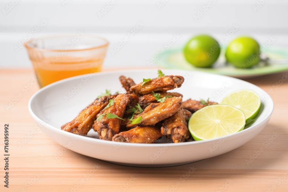 sweet chili chicken wings served with a lime wedge sweet chili chicken wings served with a lime wedge