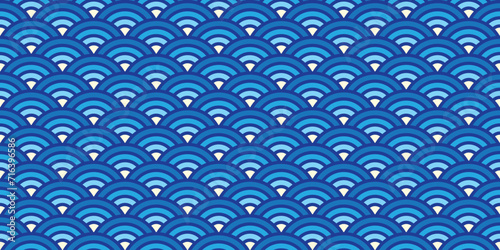 Japanese Seigaiha or Blue Wave traditional pattern seamless tile.