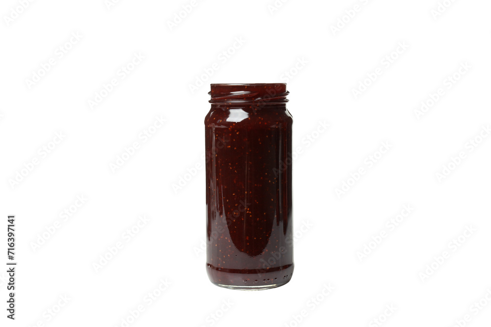 PNG, Strawberry jam in a jar, isolated on white background PNG, Strawberry jam in a jar, isolated on white background