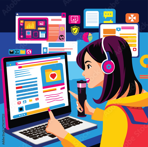 Girl woman as a content creator and vlogger making video for social media streaming 3