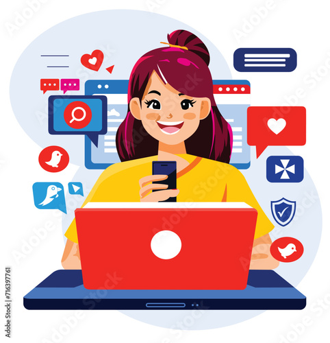 Girl woman as content creator and vlogger making video for social media streaming 2
