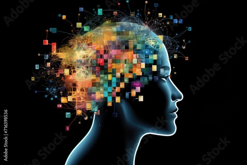 Vivid colored Brain Puzzle, jigsaw of Inquiry, dream interpretation. Connectomic studies, Brain-Gut Axis and ANS. Marvel receptor regulation Mindful Nexus. Embrace mindfulness, Neural Creative Flow.