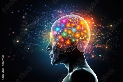 Creative colorful Brain Puzzle cerebral journey - vibrant jigsaw of cognition. Cognitive mapping  depths of Ependymoma unraveling cognitive constructs. Excitatory mind neurotransmitter  navigate maze