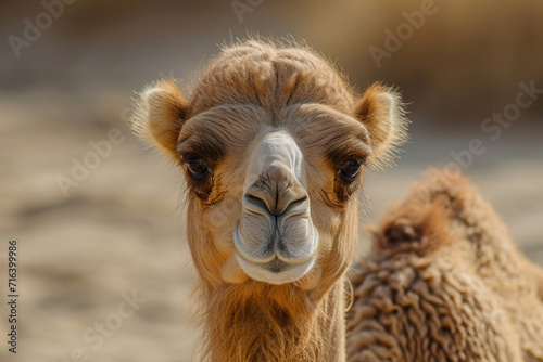 An innocent portrait of the soulful eyes and gentle demeanor of a camel calf