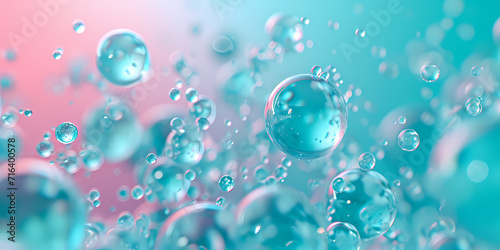 Green Bubbles Falling in Light Turquoise and Pink