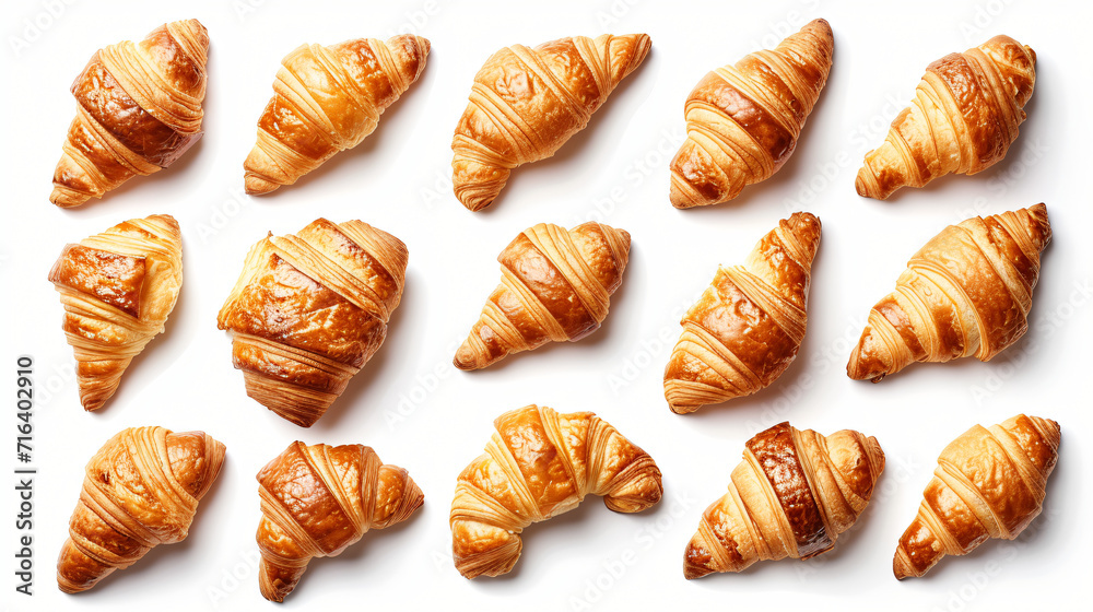 Fresh croissants collection and creative layout