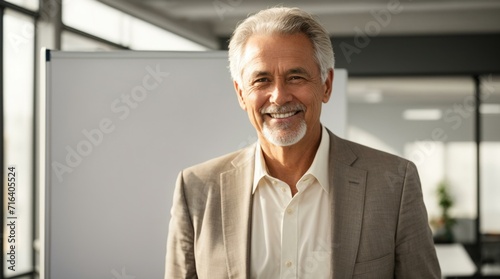 Wallpaper Mural A man in a suit smiling in front of a whiteboard. Generative AI. Torontodigital.ca