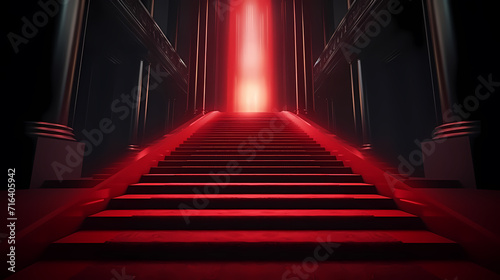Red carpet staircase background  VIP entrance  night award ceremony