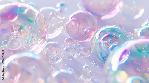 Pink and Blue Shiny Bubbles with Color Gradations photo