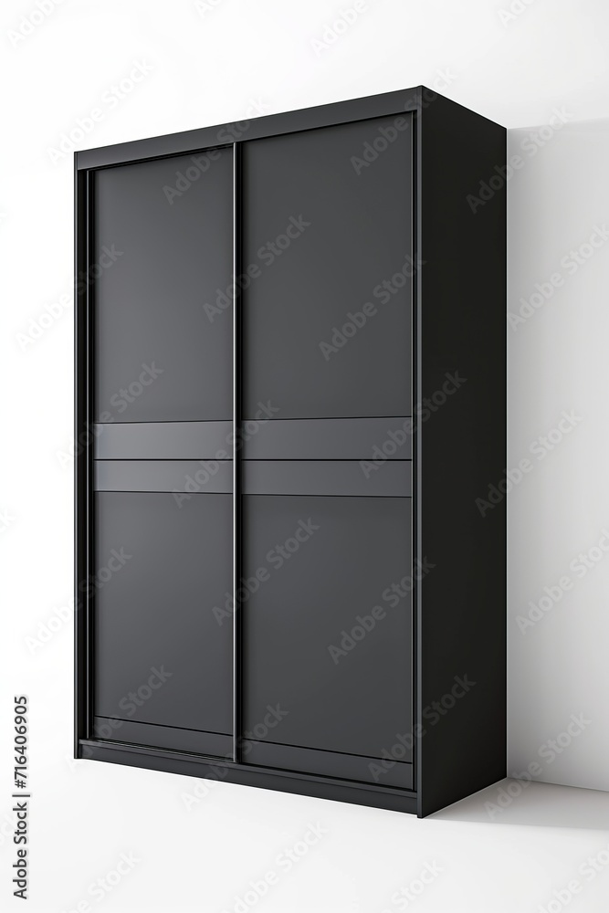 Wardrobe, slate gray, sliding doors, 3d, isolated white background Wardrobe, slate gray, sliding doors, 3d, isolated white background