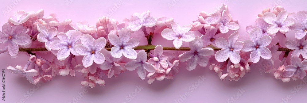 Fresh Lilac Flowers Floral Pattern Flat, Banner Image For Website, Background, Desktop Wallpaper