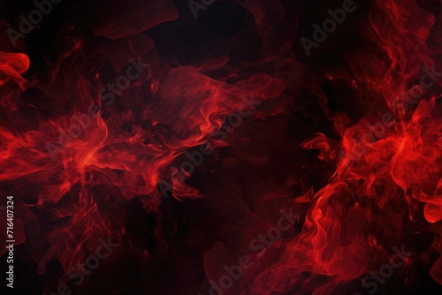 Dark Red Flames Fractal Texture with Fiery Aura and Trendy Glow. Magical Hell Atmosphere