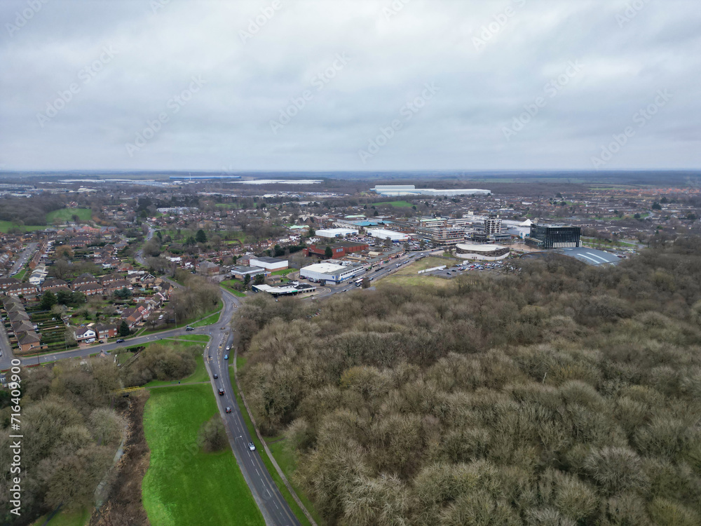 Aerial View of Corby City of Northamptonshire England United Kingdom. November 1st, 2023