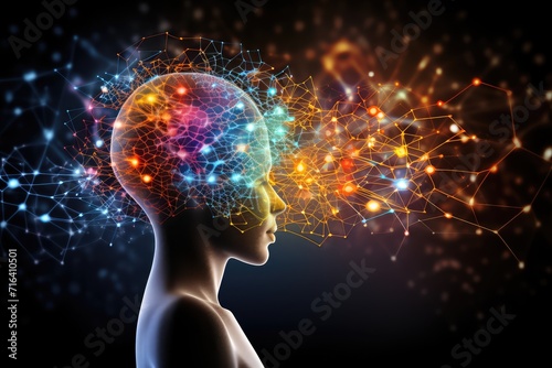 Vibrant realm brain, colorful neuronal network convergent thinking. Axon traverse thoughts, suppressor pathway. Wakefulness frontal lobe function, mindset habits. Neuronal network magnetic pull axon.