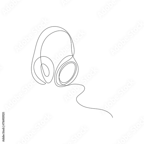 Headphone speaker continuous one line drawing outline vector illustration