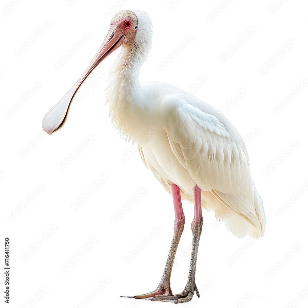 Obraz premium African spoonbill in natural pose isolated on white background, photo realistic