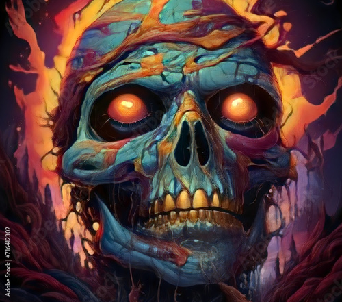 Cool Mummy in Halloween Theme With Psychedelic Effect