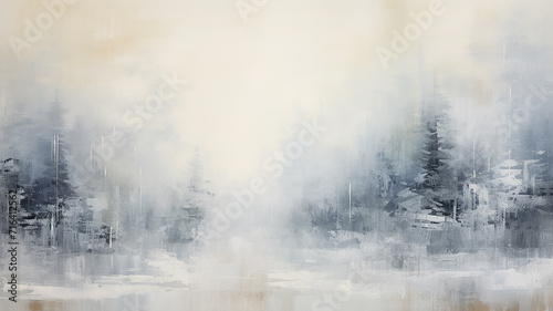 abstract winter forest landscape art, background background, in light gray and blue tones © kichigin19