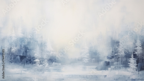 abstract winter forest landscape art, background background, in light gray and blue tones © kichigin19