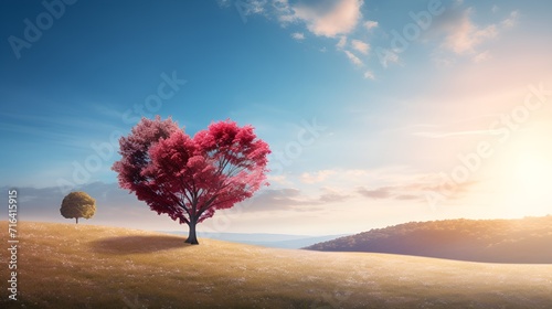 Love theme, Heart,shaped tree in a natural setting , love theme, heart,shaped tree, natural setting