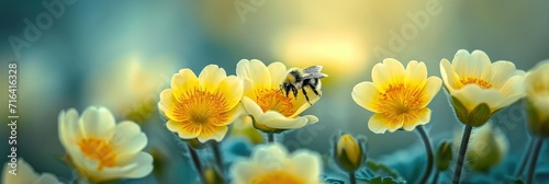 Primroses Flower White Bee, Banner Image For Website, Background, Desktop Wallpaper